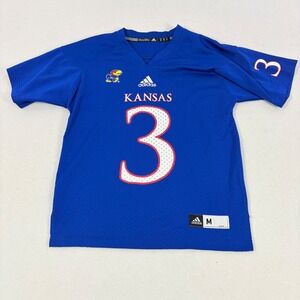 Adidas Kansas Jayhawks Football Jersey Kids‎ Size Medium 8 Blue #3 Mesh KU